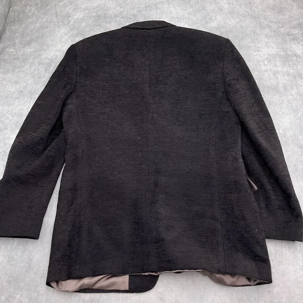 Tallia Uomo Blazer Men 40R Brown Blue Chenille Sabbia Wool Acrylic‎ Textured VTG
